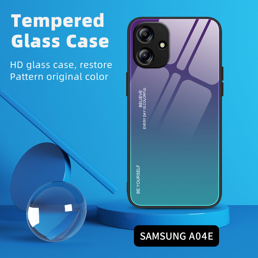 Tempered Glass Phone Case for Samsung Galaxy A04e 4G F04 4G M04 4G Anti-Scratch PC TPU Gradient Color Phone Cover Tempered Glass Phone Case for Samsung Galaxy A04e 4G F04 4G M04 4G Anti-Scratch PC TPU Gradient Color Phone Cover